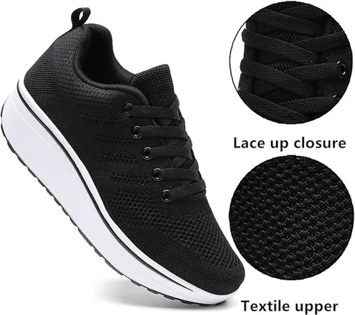 Vista 4 de Zapatos deportivos de moda con plataforma para mujer, de malla transpirable, ligeros, antideslizantes, para correr