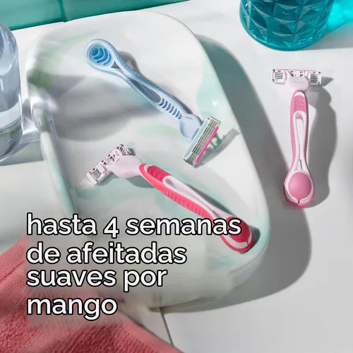Vista 3 de Gillette Venus Simply3 Maquinillas de afeitar desechables para mujer, 8 unidades, diseñadas para un afeitado cercano y cómodo