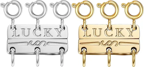 Vista 8 de kcctoo Collar con cierre de capas para mujer, separadores de joyería de oro de 18 quilates y plata, cierre magnético de collar múltiple para mujer