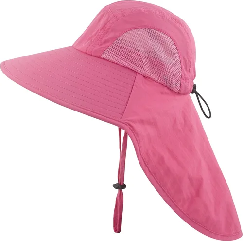 Vista 11 de Muryobao Kids Girls Boys Summer Sun Hat UV Protection UPF50+ Hats Mesh Bucket Cap for Beach Fishing with Neck Flap
