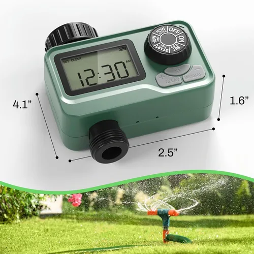 Vista 7 de BN LINK - Temporizador de agua para exteriores para manguera de jardín, temporizador programable de rociadores Hose Timer with Rain Delay, Manual