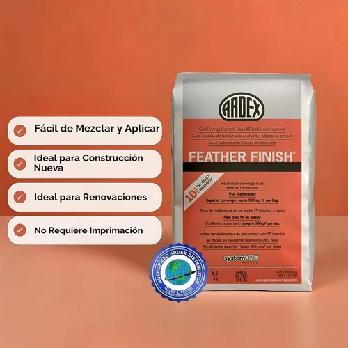 Vista 3 de Ardex Feather acabado secado automático Cemento Base Gris Pack de 4 bolsas 10 libras