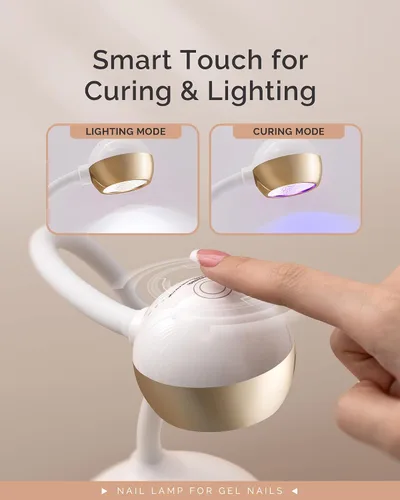 Vista 6 de MelodySusie Lámpara de uñas UV inalámbrica con cuello de cisne con ángulo de luz ajustable, S-Pro09M 2 en 1, recargable, secado rápido, seca todos