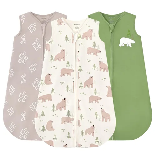 Vista 13 de JELLYMONI Saco de dormir para bebé de 0 a 6 meses, 100% algodón, paquete de 3, 0.5 TOG, manta vestible para bebé, saco de dormir para bebé