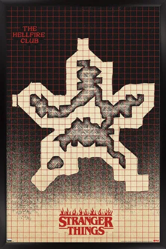 Vista 9 de Trends International Netflix Stranger Things: Season 4 - Póster de pared con mapa de Hellfire Club, 14.725 x 22.375 pulgadas, versión enmarcada