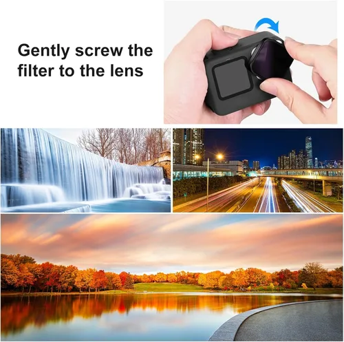 Vista 6 de PULUZ Filtro de lente ND8 para GoPro Hero11 / Hero11 Mini / HERO10 / HERO9 Kit de filtro de lente de densidad neutra negro lente protectora estándar