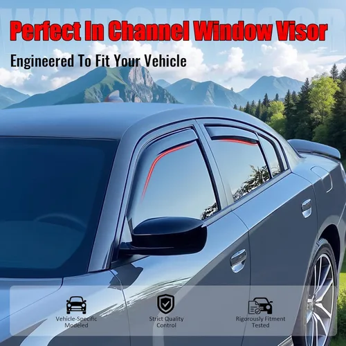 Vista 2 de IKON MOTORSPORTS Viseras de ventana de canal compatibles con Toyota Camry 2018-2024, protectores de lluvia acrílicos ahumado/tintados, deflectores