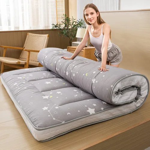 Vista 14 de MAXYOYO Colchón de futón, colchón japonés de piso plegable para dormir Negro(Black Geometry)