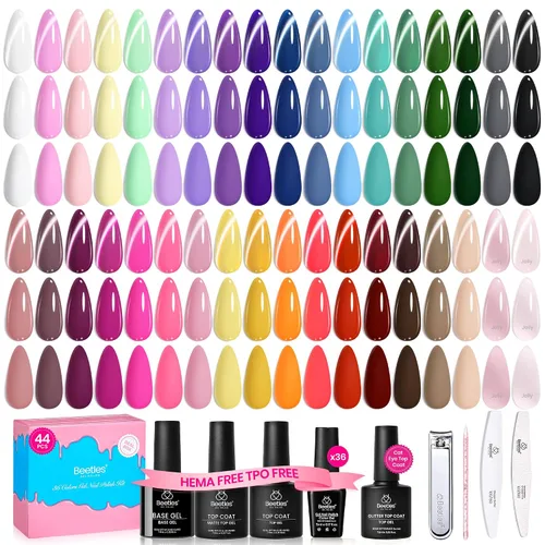 Vista 10 de Juego de esmalte de uñas de gel Beetles Cat Eye - 24 piezas, 20 colores de esmalte de uñas de gel con brillantina, cambia de color oscuro, kit