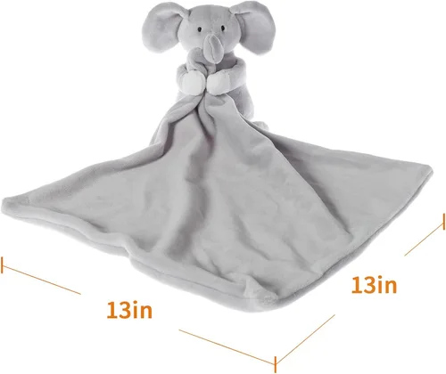 Vista 6 de Apricot Lamb Manta de seguridad de animales de peluche, elefante gris, manta de personaje para guardería, felpa de lujo para acurrucarse