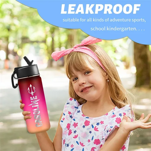 Vista 7 de Botella de agua personalizada, botella de agua deportiva personalizada con nombre, botella de acero inoxidable aislada al vacío con tapa