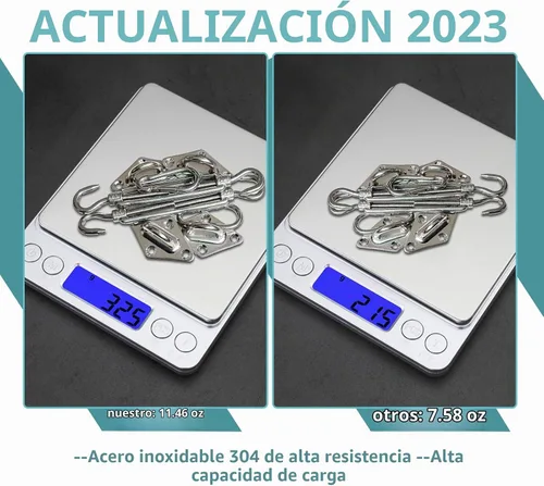 Vista 3 de Kit de accesorios para toldo, 5 pulgadas, súper resistente, acero inoxidable 304 de grado marino, kit de accesorios para instalación de velas