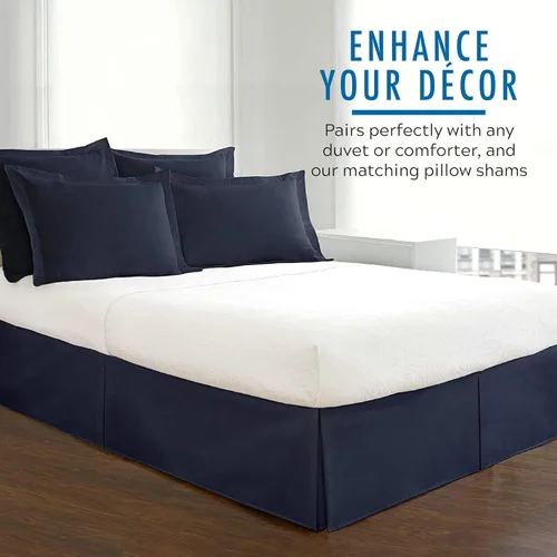 Vista 6 de Rodapié de popelina a medida para cama de Fresh Ideas, 14 pulgadas Azul marino