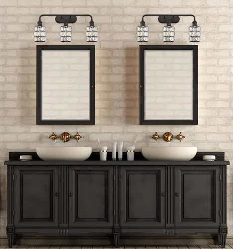 Vista 4 de Westinghouse Lighting 6337900 Sophie - Accesorio de pared interior de tres luces, acabado de bronce aceitado con cristal de prisma