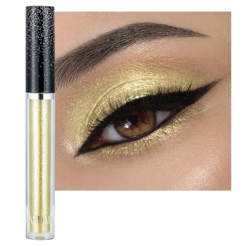 Vista 8 de Sombras de ojos con purpurina, sombras de ojos líquidas, metales de larga duración, plata brillante, dorado, sombras de ojos coloridas con purpurina