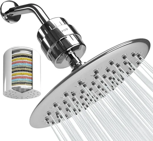Vista 9 de SparkPod Cabezal de ducha filtrado con 8 ajustes de pulverización, filtro de agua adecuado para personas con cabello, piel y cuero cabelludo secos