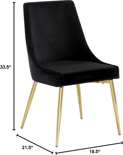 Vista 3 de Meridian Furniture Karina Collection Modern - Silla de comedor tapizada de terciopelo contemporánea con patas de metal resistentes, juego de 2, 19.5