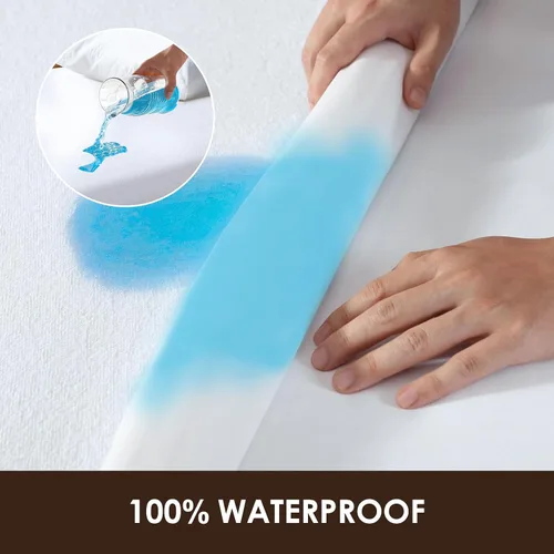 Vista 2 de Cleva Home Protector de colchón 100% impermeable, bolsillos profundos que se adaptan a hasta 18 pulgadas, funda de rizo suave y transpirable sin