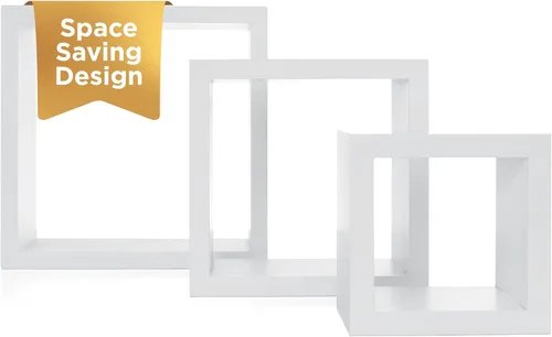 Vista 16 de Kiera Grace Juego de tres estantes flotantes cuadrados de madera de diseño rústico y atemporal Cubbi para el hogar, habitación y oficina, 5, 7 y 9