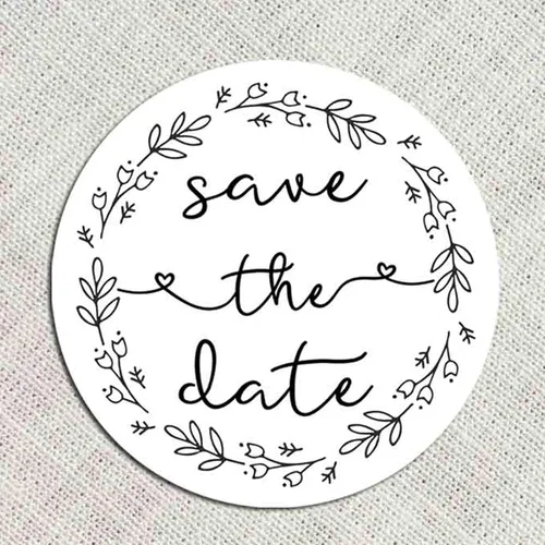 Vista 7 de 120 paquetes de adhesivos para guardar la fecha de boda, sellos redondos de 4 cm para sobres de invitación, etiquetas elegantes de boda