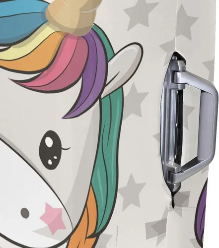 Vista 5 de Funda protectora elástica para equipaje de viaje, diseño de unicornio de dibujos animados, estrellas para equipaje de 18 a 20 pulgadas