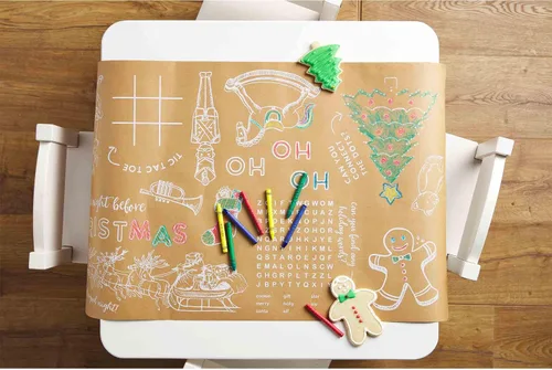 Vista 2 de Mud Pie Juego de corredor navideño de papel kraft para niños