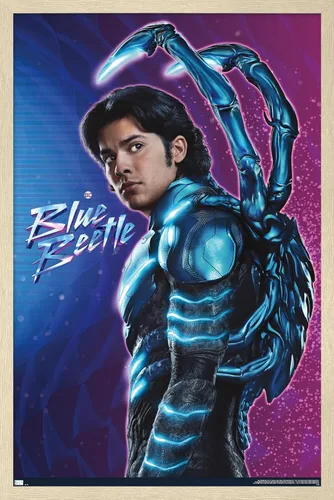 Vista 7 de Trends International DC Comics Movie Blue Beetle - Póster de pared de Jaime Reyes, 14.725 x 22.375 pulgadas, versión enmarcada plateada Versión