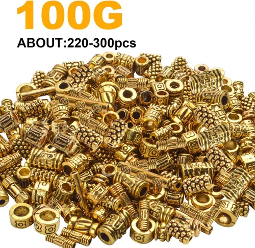 Vista 2 de BronaGrand 3.53 oz (alrededor de 220-300 unidades) cuentas espaciadoras de columna de oro antiguo, abalorios, collares, dijes, accesorios para Oro