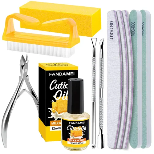 Vista 10 de FANDAMEI Limas de uñas y amortiguadores, herramientas de manicura kit de cuidado de uñas con lima de uñas, bloque de pulidor de uñas, cuidado