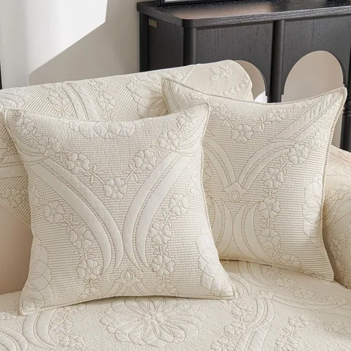 Vista 12 de vctops Funda acolchada de algodón para sofá, funda de sofá con bordado floral de granja, antideslizante, suave, festoneado, protector de muebles