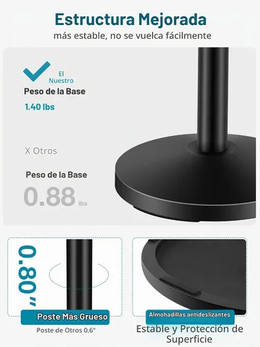 Vista 4 de InnoGear Soporte de micrófono de escritorio, soporte de micrófono de mesa mejorado ajustable con clip de micrófono y tornillo macho de 5/8" a hembra