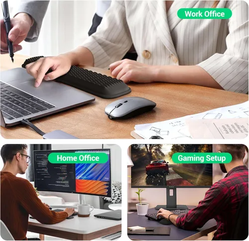 Vista 7 de MEKASS Reposamuñecas para teclado para teclado compacto del 60%, soporte ergonómico de espuma viscoelástica suave para muñeca con base