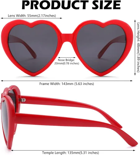 Vista 7 de Bouryo Gafas de sol polarizadas en forma de corazón para mujer, estilo retro, de gran tamaño, lindas gafas