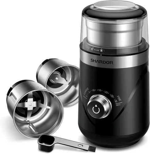 Vista 17 de SHARDOR Molinillo de café eléctrico de hoja súper silenciosa, perilla giratoria de control de molienda temporizada, ajustable grueso a fino