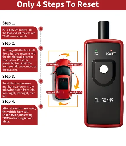 Vista 3 de Herramienta de reaprendizaje para Ford TPMS, FIRSTOOL EL-50449 TPMS, herramienta de reinicio del sensor de presión de neumáticos para Ford Lincoln
