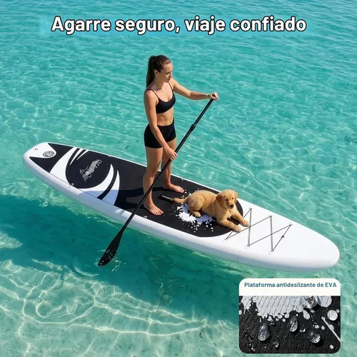 Vista 4 de SereneLife Tabla de remo inflable de 10 pies 6 pulgadas con accesorios de SUP de primera calidad, diseño amplio y estable con almohadilla