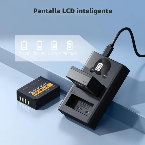 Vista 4 de K&F Concept Batería y cargador NP-W126 NP-W126S de 1300 mAh para Fujifilm XM5, X100VI, X100V, XS10, XT30, XT30 II, XT20, XE4, A5, cargador rápido