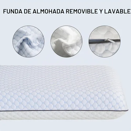 Vista 6 de Almohada de espuma viscoelástica, almohada de cama ventilada estándar con funda lavable, refrescante, ortopédica, soporte de cuello y hombros