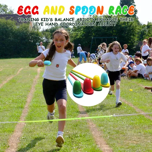 Vista 4 de 28 bolsas de carreras de sacos de papas, carreras de huevos y cucharas, juegos de carnaval, bandas de carreras de relevo de 3 patas, juegos al aire