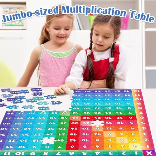 Vista 4 de Aizweb Rompecabezas de tabla de multiplicar, mesa de juegos de multiplicación de 21 x 21 pulgadas para niños a partir de 7 años, juego