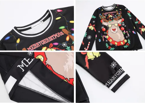 Vista 7 de Colorful House Suéter feo de Navidad, unisex, estampado, sudadera con impresión digital 3D