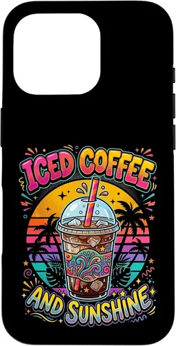 Vista 20 de Iced Coffee Sunshine Palm Trees Retro Summer Drink Case for iPhone 17