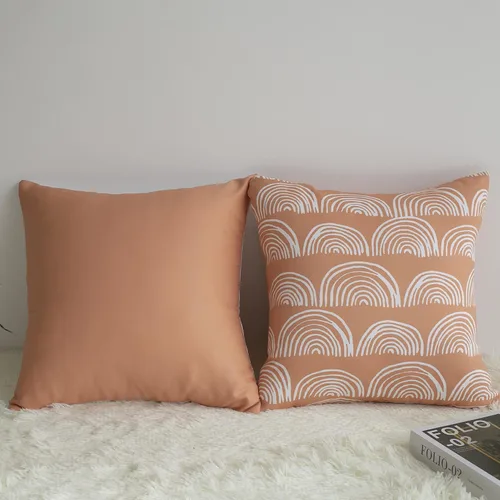 Vista 5 de Juego de 2 fundas de almohada bohemias con diseño de arco iris, diseño de círculos de arco iris, cuadradas, modernas, modernas, para decoración