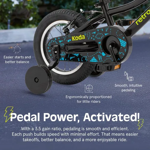 Vista 5 de Retrospec Koda Plus Kids Bike for Boys & Girls Ages 2-3 Years - Children's Bicycle, Adjustable Seat & Handlebars, Removable Training Wheels, Front