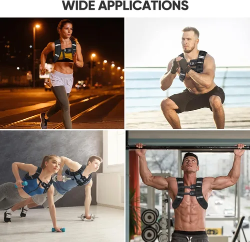 Vista 8 de APEXUP - Chaleco con peso de 5, 10, 15, 20, 25 y 30 libras para hombre y mujer, con rayas reflectantes, equipo para entrenamiento de fuerza y correr