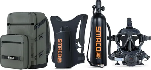 Vista 7 de SMACO Mini tanque de buceo para buceo en aguas poco profundas 1.9L Kit de tanque de buceo de cilindro de buceo proporciona 25-30 minutos de apoyo