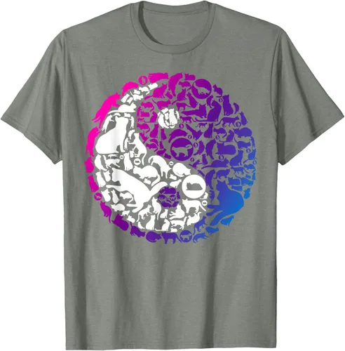 Vista 19 de Cute Kitty Cats and Zen Spirit Peace & Love Yin Yang - Camiseta de gato Negro