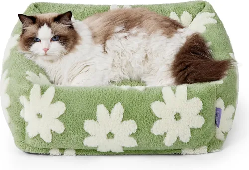 Vista 9 de LE SURE Bonita cama para perros y gatos pequeños, camas lavables para cachorros, acogedor sofá ortopédico rectangular para mascotas con felpa