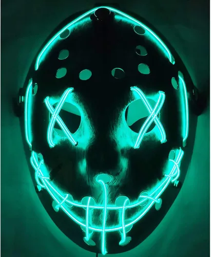 Vista 6 de ZLIXING Jason Costume Mask Led Purge Mask Light up Scary Halloween Costumes Mask for Men Women Adults Kids