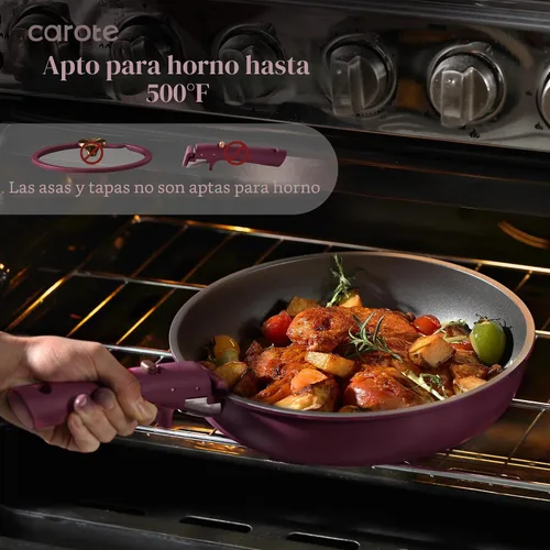 Vista 6 de CAROTE Juego de 38 ollas y sartenes con cuchillo, mango desmontable